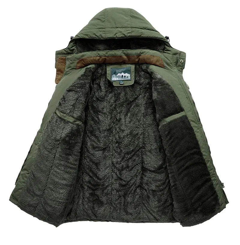 Color: camel, Size: L - TELLHIGH 2024 Winter Parka Men Jacket Mens Plus Velvet Men Hooded Windbreaker Coats Men Casual Warm Jackets Coat Detachable Hat