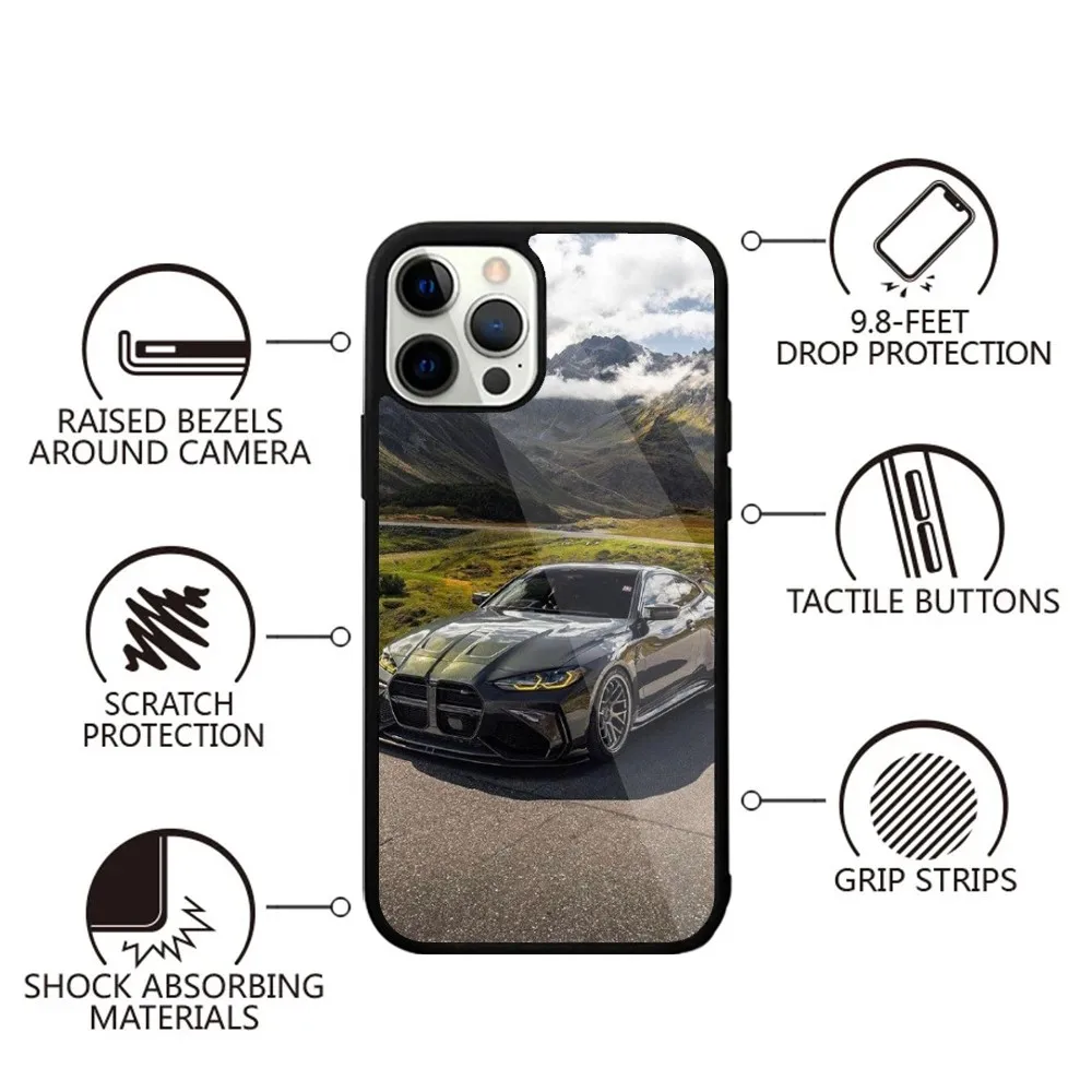 Color: Brown, Material: ABS - Blue Red Car for B-BMW   Phone Case Strong Magnetic For IPhone 15,14,13,Pro,Max,Plus,11,12,Mini For Magsafe Wireless Charging