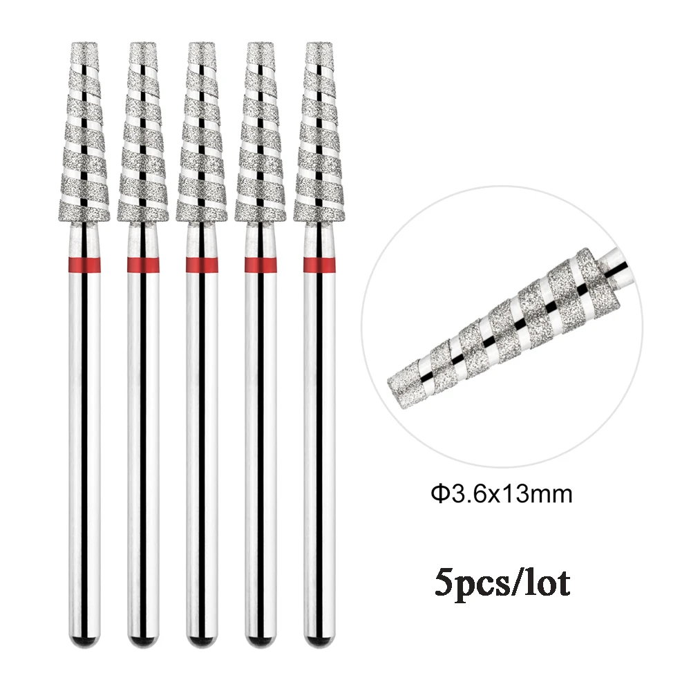 Color: DEEP BLUE - 5Pcs/lot Diamond Nail Bits Tornado Flame Cuticle Drill Bit Pro Russian Electric File Bits for Nail Manicure and Pedicure 3/32''