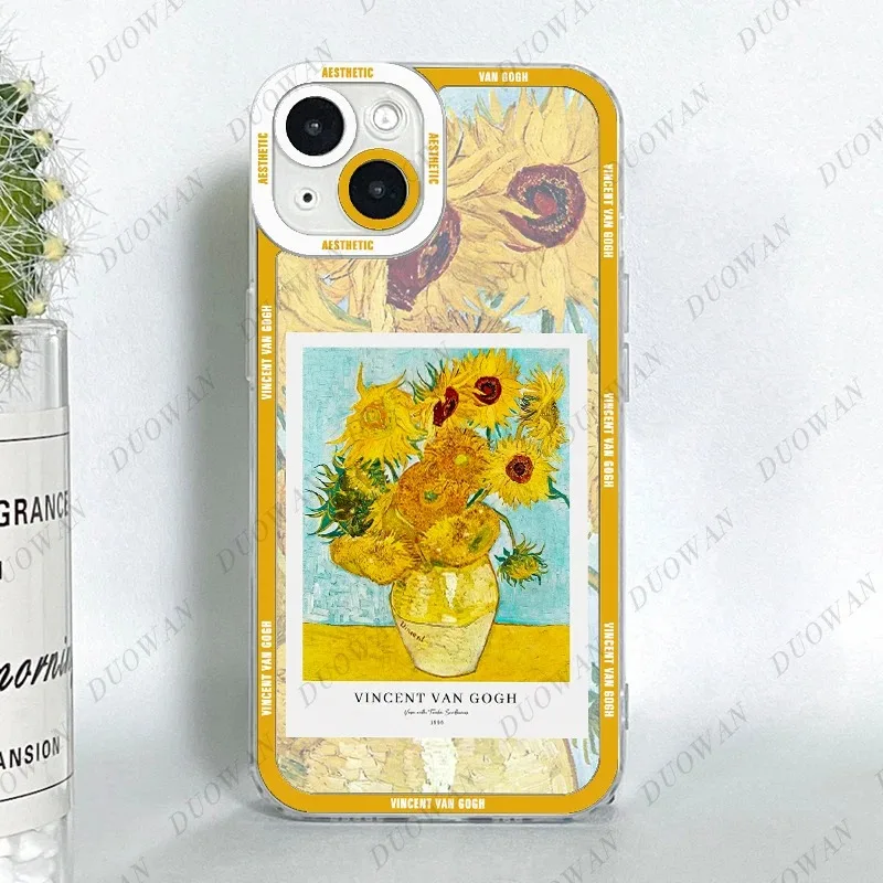Color: SKY BLUE, Material: Plastic - Van Gogh Oil Painting Phone Case For iPhone 11 12 13 14 15 16 Pro Max XR X XS Mini 8 7 Plus SE 2020 2022 Transparent Case