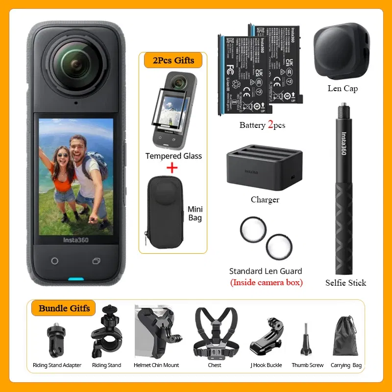 Bundle: Bundle3, Color: Blue, Ships From: CHINA - Top Insta360 X4 Now arrival 8K Waterproof 360 Action Camera, 4K Wide-Angle Video 2290mAh Battery Insta360 X4 Sport Camera