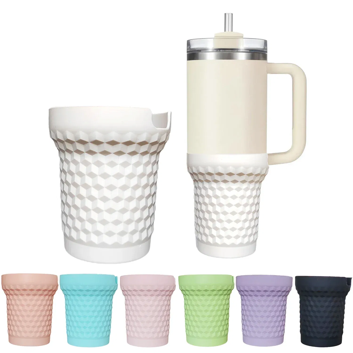 Color: Coffee - Silicone Boot for Stanley Quencher H2.0 FlowState Tumbler 40oz  Cup Bottom Protector Sleeve
