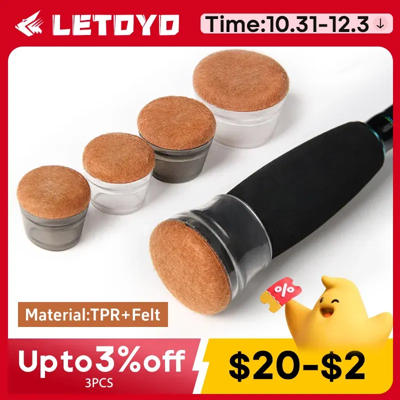 Color: Brown - LETOYO felt fishing rods cap Bottom Protector Handle Protective Case Silicone Rod Plug Tail Fishing Tackle fishing equipment