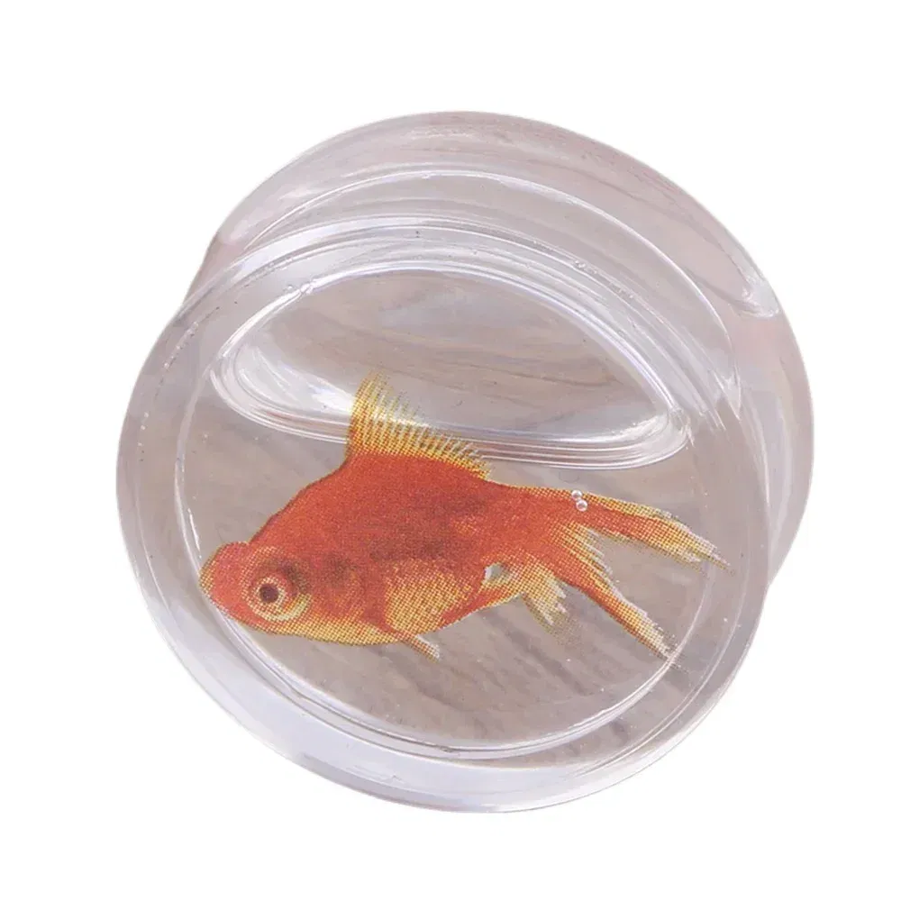 Metal color: Light Yellow Gold Color, Main Stone Color: GRAY - 2Pcs Acrylic Liquid Goldfish Ear Plug Double Flared Saddle Flesh Tunnel Gauge Stretcher 8mm-18mm