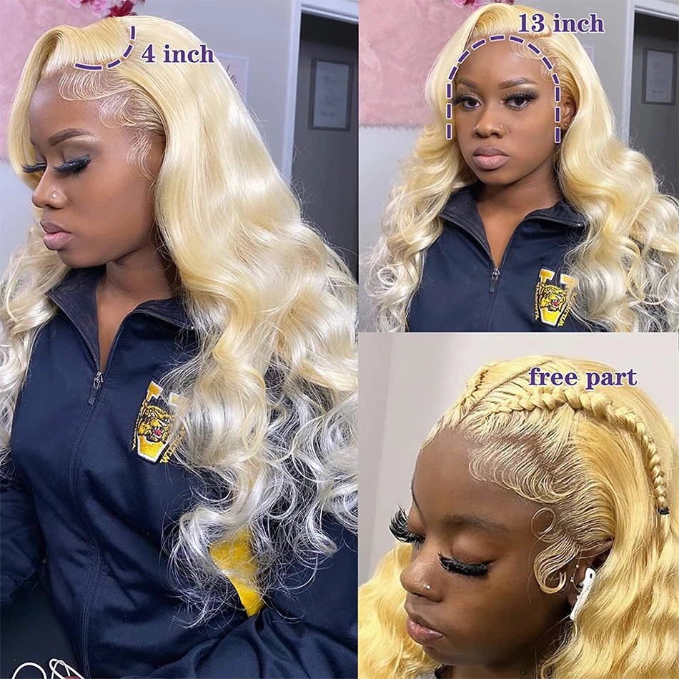 Color: Orange, Stretched Length: 32inches, Density: 210%, Ships From: CHINA - 613 Blonde Lace Front Wig Human Hair Body Wave 13X6 Hd Lace Frontal Wig 13X4 Lace Front Human Hair Wig Hd Lace Wig For Women