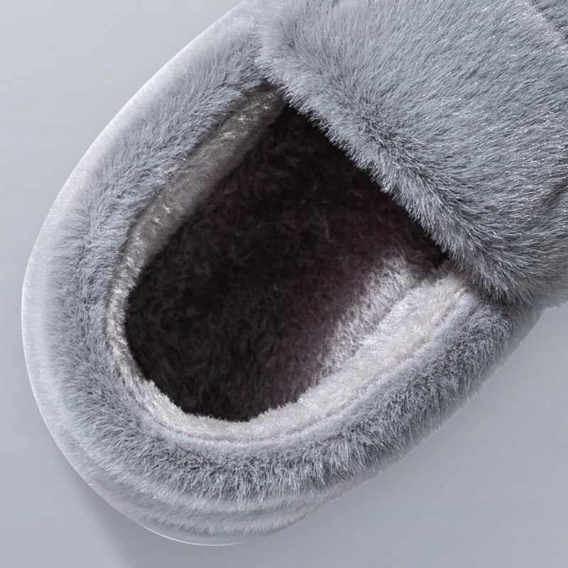 Color: Red, Shoe Size: 40-41 - Men's slippers Winter Solid Color Wrap Heels Plush Slippers Non-slip Warm Women Men Home Casual Cotton Shoes Big Size 50 51