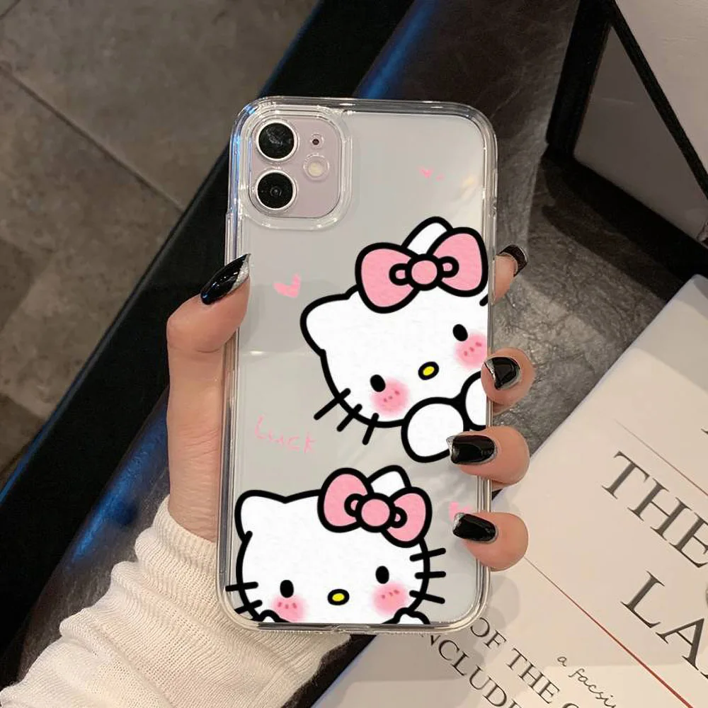 Color: Beige, Material: PC - Miniso Sanrio Collaboration Hello Kitty Phone Case For iPhone 15 14 13 11 12 16 Pro Max Plus X XR XS Girl Silicone Phone Case