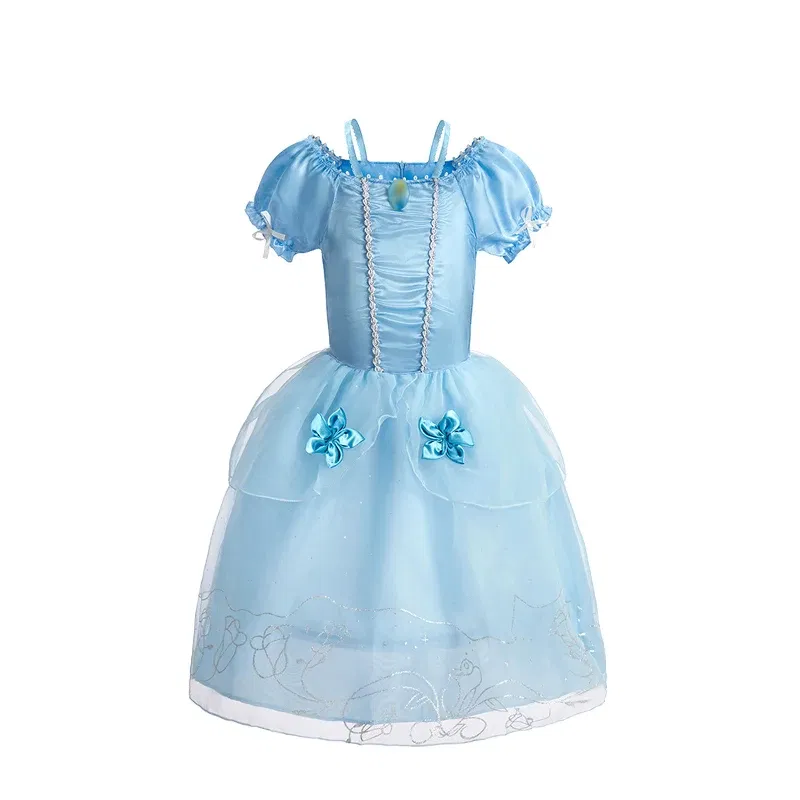 Color: army green, Kid Size: 2T - Disney Deluxe Elegant Rapunzel Princess Ball Gown Fancy Birthday Party Dress Cinderella Vestidos Costume Play Carnival Apparel
