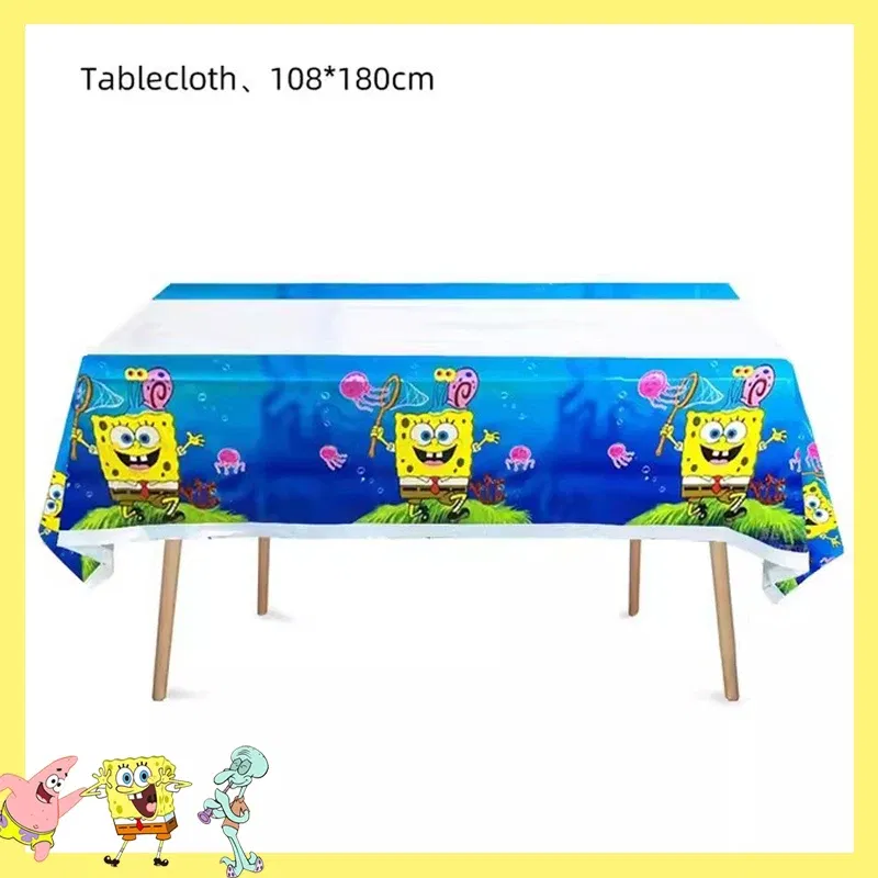 Color: Blue - SpongeBob Party Decorations Disposable Tableware Cup Baby Shower Birthday Theme Plate Tablecloth Kids Birthday Party