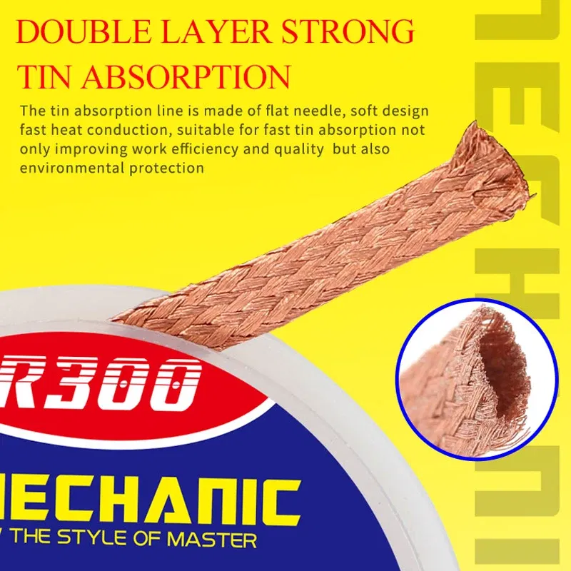 Diameter: 1.5mm - 5pcs/lot MECHANIC Desoldering Wire Solder Wick Tin Remover 1.5m Length Desoldering Braid PCB Welding Rework Tool