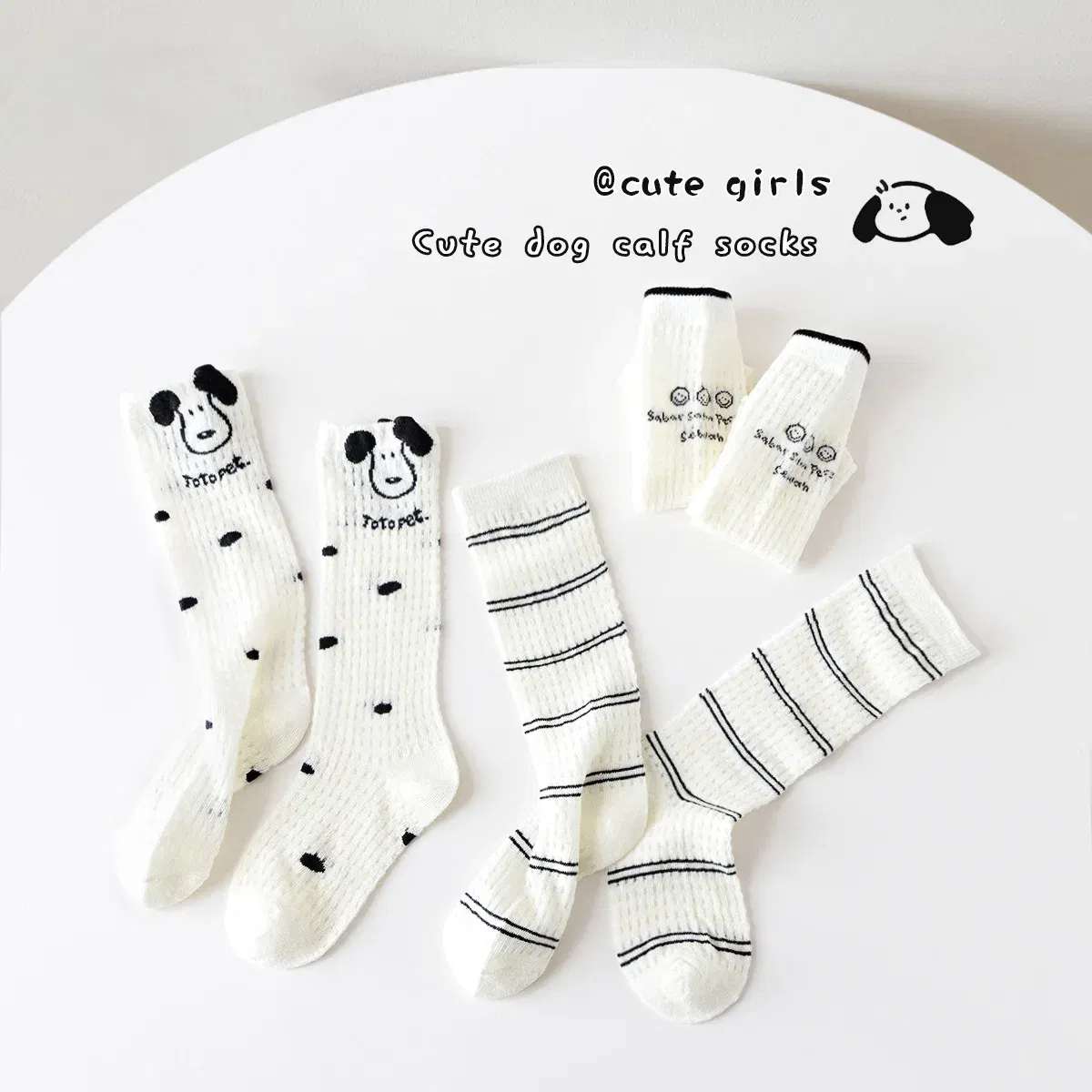 Color: SKY BLUE, Size: 7-9T - 3 Pairs Summer Girls Socks Long Tube Socks Baby Soft Cotton Knee Socks Sweet Flower Pattern