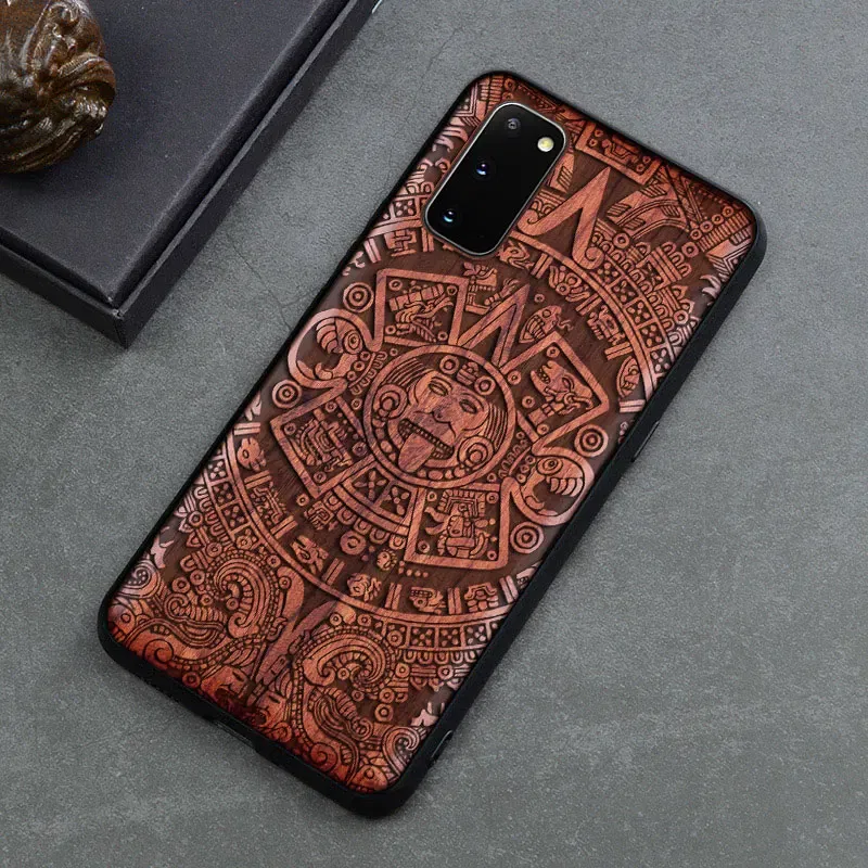 Color: Army Green, Material: ABS - Natural Wood Wooden TPU Case For Samsung Galaxy Note 20 Ultra S24 S23 S21 Ultra S20 FE S10 Plus Case Cover Phone Shell Skin Bag