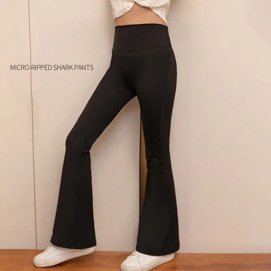 Color: Brown, Size: 104 - Stylish Children High Waisted Slimming Comfortable Bootcut Leggings Suitable Girls Spring and Autumn Wardrobe with Flared Edge