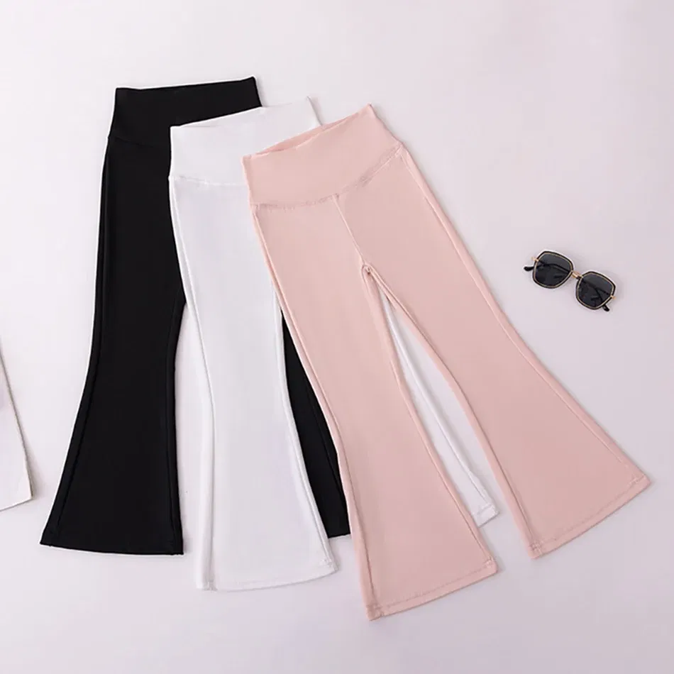 Color: Brown, Size: 104 - Stylish Children High Waisted Slimming Comfortable Bootcut Leggings Suitable Girls Spring and Autumn Wardrobe with Flared Edge