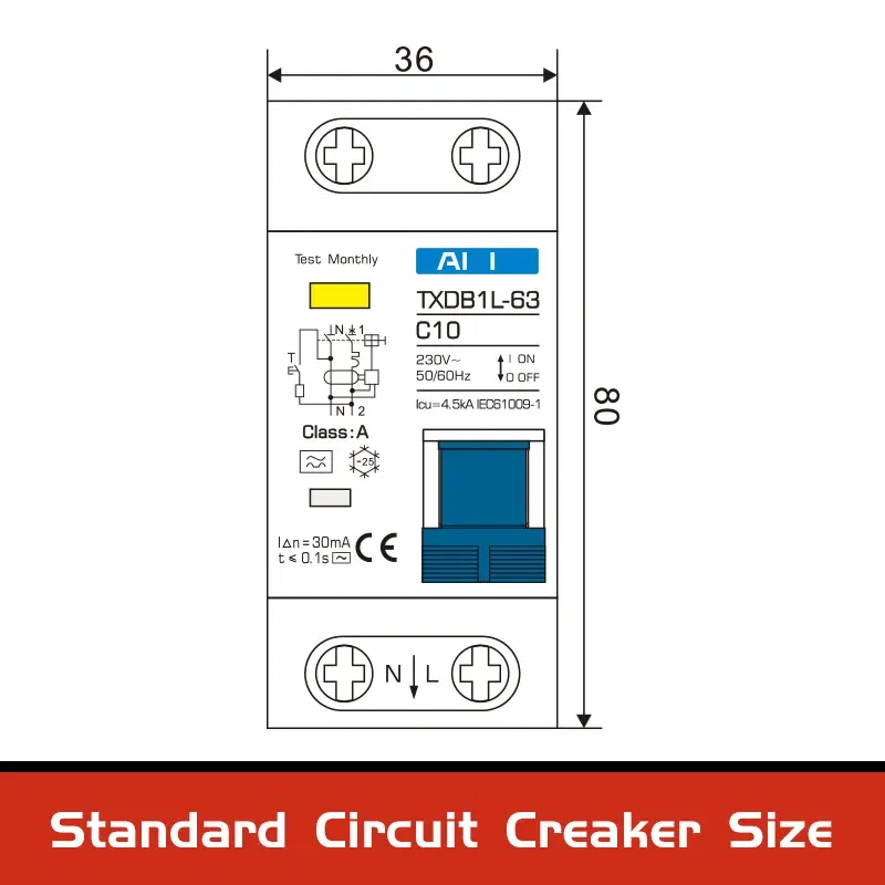 Rated Current: 16a, Ships From: CHINA, Poles Number: 4 - Type A  AC CLASS Rcbo 110V 220V RCCB 10A 20A 40A 50A 63A 30mA Residual Current Circuit Breaker Leakage WIth Overload Protection