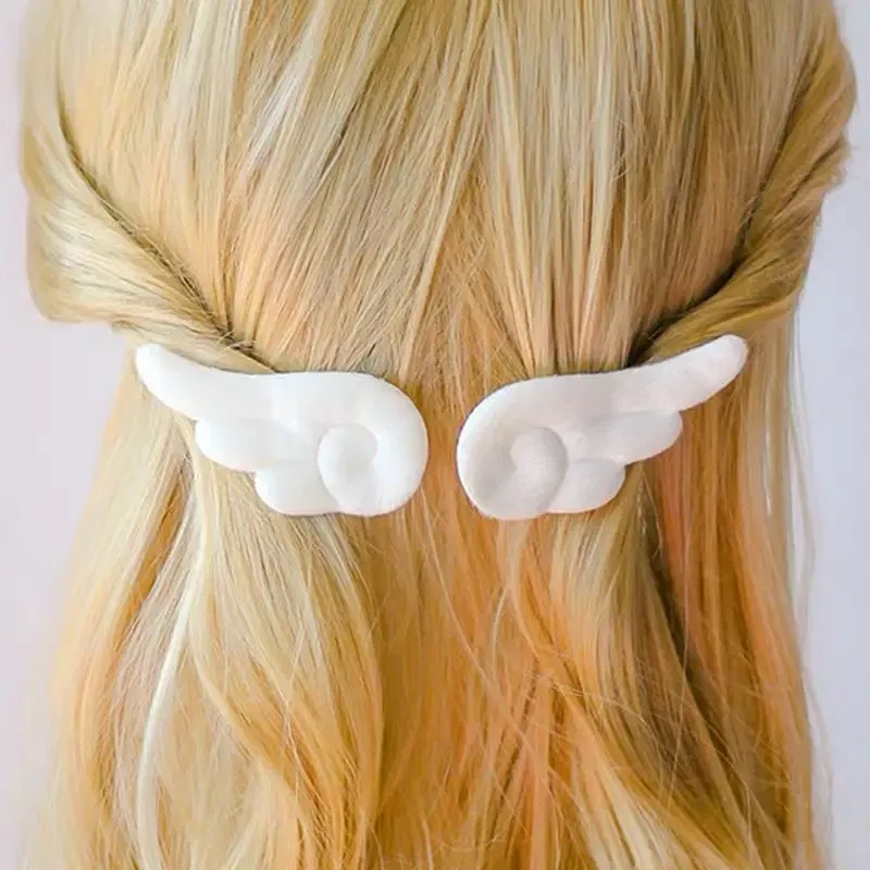 Color: GRAY - Angel Wing Hair Clips for Women Girls Plush Hairpin Kids Cute Cartoon Hair Clip Pins Hairgrip Christmas Hair Accessories