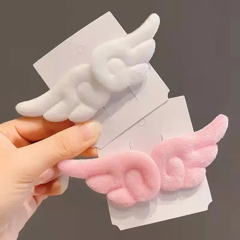 Color: GRAY - Angel Wing Hair Clips for Women Girls Plush Hairpin Kids Cute Cartoon Hair Clip Pins Hairgrip Christmas Hair Accessories