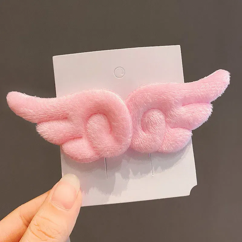 Color: GRAY - Angel Wing Hair Clips for Women Girls Plush Hairpin Kids Cute Cartoon Hair Clip Pins Hairgrip Christmas Hair Accessories