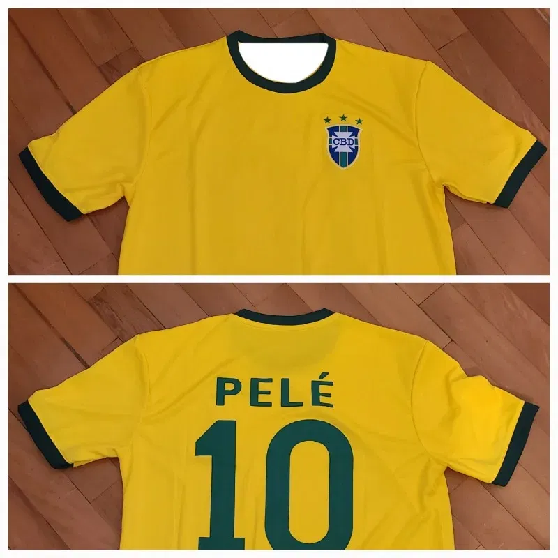 Color: Beige, Size: 9M - 2025 Men/Women Sports Enthusiasts T-shirt Brazil National Team Pele No.10 Youth Fast Drying Breathable Extra Large Casual Top