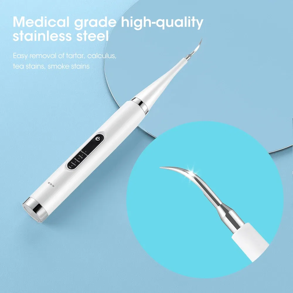 Color: Red - Electric Teeth Cleaner Dental Scaling Tooth Whitening and Cleaning Device IPX6 Waterproof Stains Remover Oral Care USB Charging