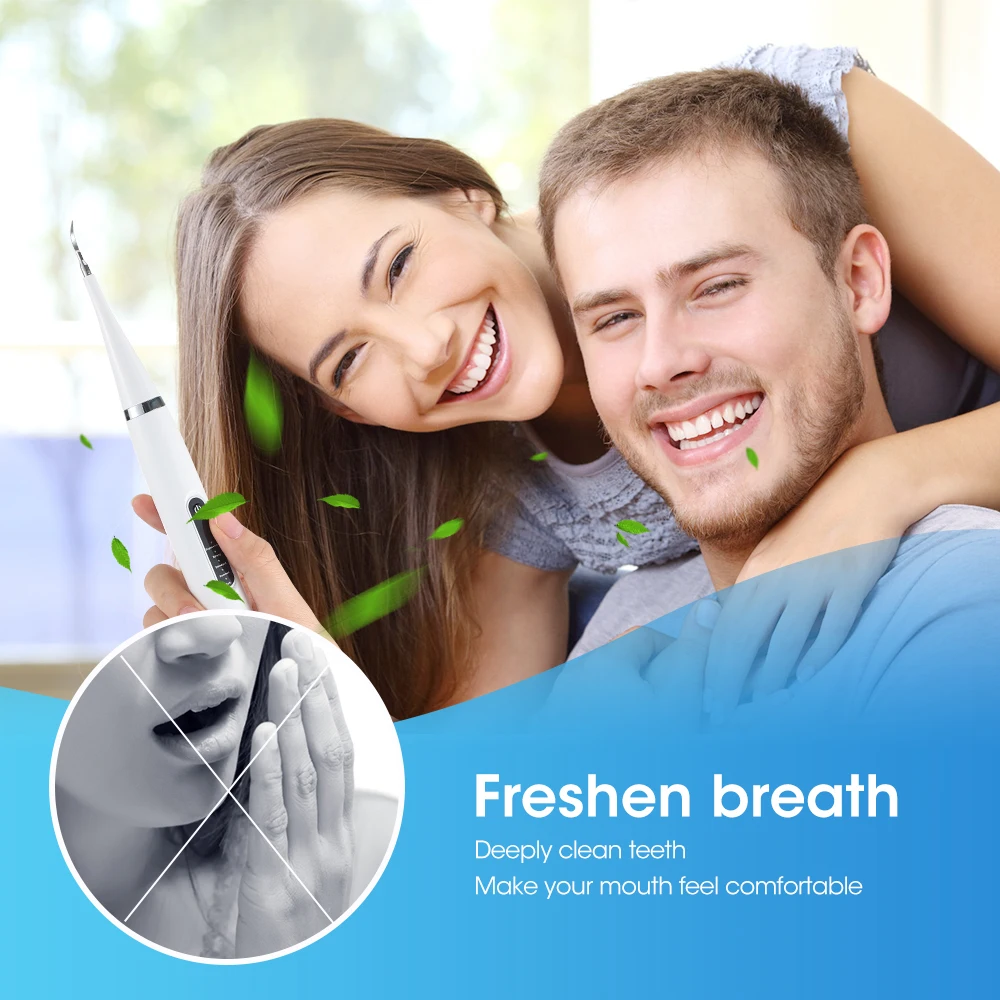Color: Red - Electric Teeth Cleaner Dental Scaling Tooth Whitening and Cleaning Device IPX6 Waterproof Stains Remover Oral Care USB Charging