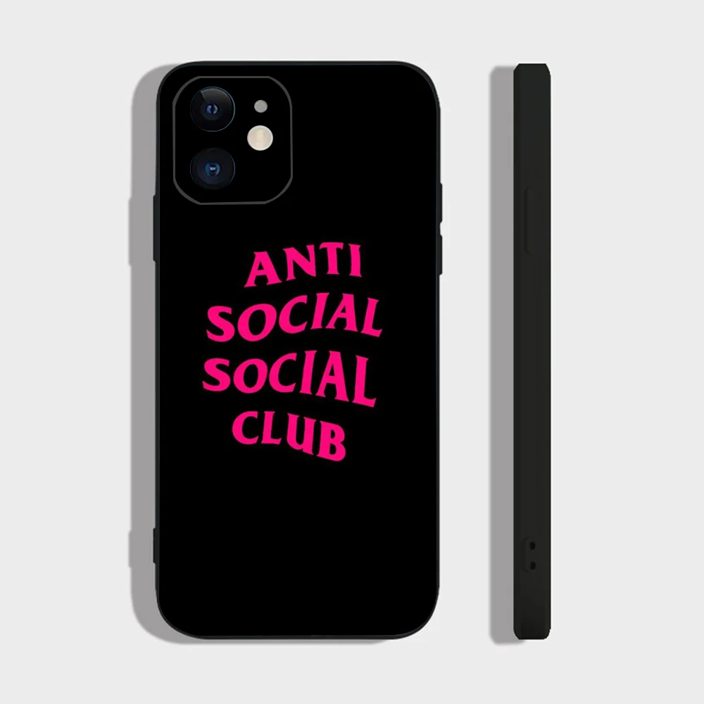 Color: Gold, Material: PE - Anti Social Social Club Phone Case For IPhone 16 15 14 13 Pro Max 11 12 Mini X Xs XR Se 2022 Black Silicone Cover