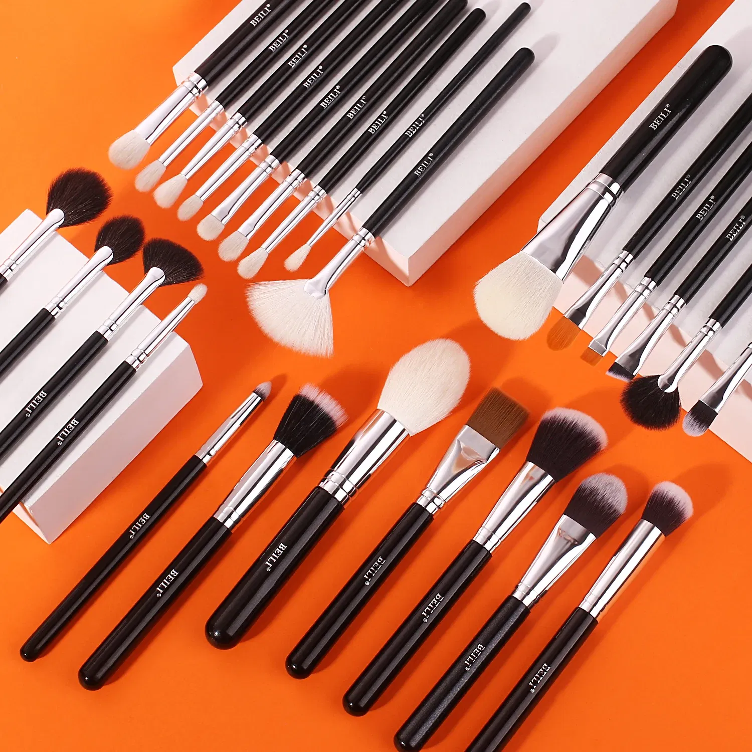 Handle Color: green, Ships From: CHINA - BEILI Makeup Brush Set with Holder 30-42Pcs Professional Foundation Powder Blush Eyeshadow Blending Brushes Kit Make Up Tools