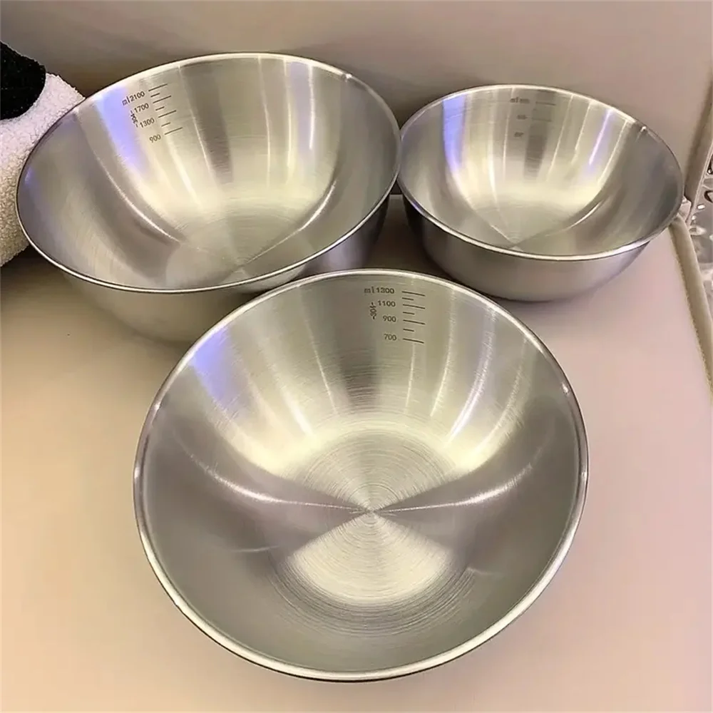 Color: black - 1-3 Stainless Steel Bowl Set with Scale for Cooking Baking Food Storage Large Capacity Mixing Bowls for Home Kitchen Essentials