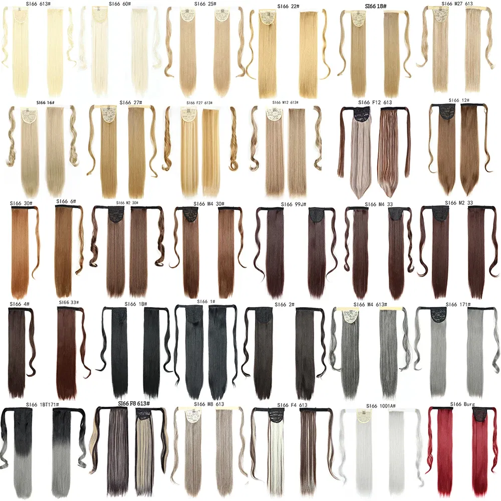 Color: #22 - LINWAN Synthetic Long Straight Wrap Around Clip In Ponytail Hair Extension Heat Reistan Pony Tail Fake Hair