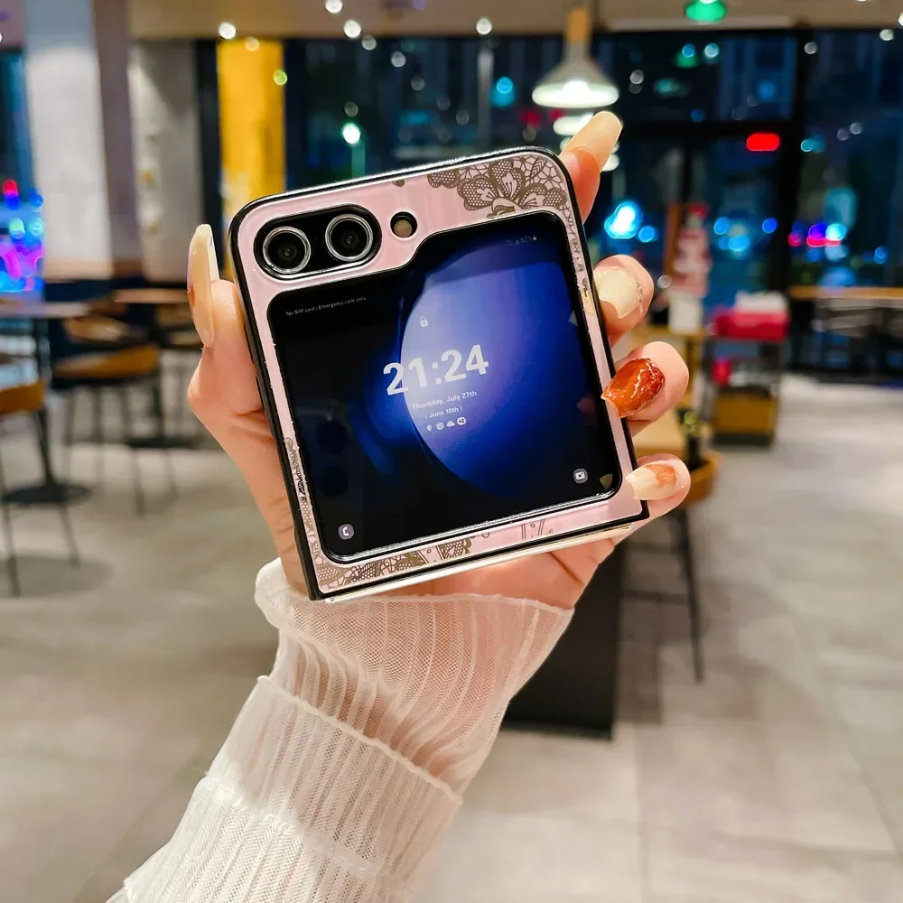 Material: Aluminum, Color: Pink - For Samsung Galaxy Z Flip 5 4 3 5G MagSafe Magnetic Phone Case Stand Holder Glitter Bling Diamond 3D Ring Cover For Z Flip5 4 5G