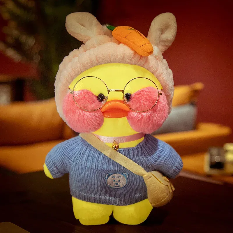 Color: SKY BLUE, Height: 11cm-30cm - 30cm Kawaii Lalafanfan Duck Plush Toy Cartoon Lalafanfan Duck Doll Soft Stuffed Animal Plushie Birthday Gifts For Girl Children