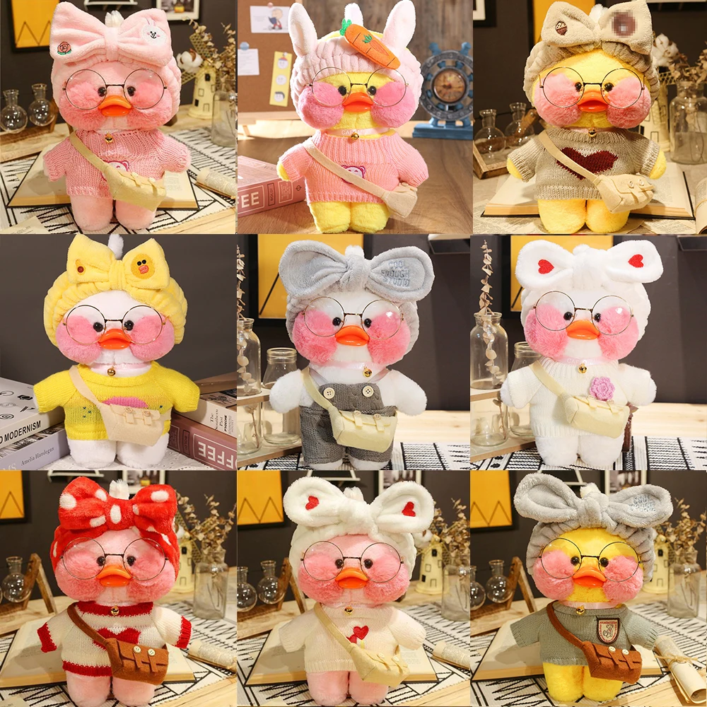 Color: SKY BLUE, Height: 11cm-30cm - 30cm Kawaii Lalafanfan Duck Plush Toy Cartoon Lalafanfan Duck Doll Soft Stuffed Animal Plushie Birthday Gifts For Girl Children
