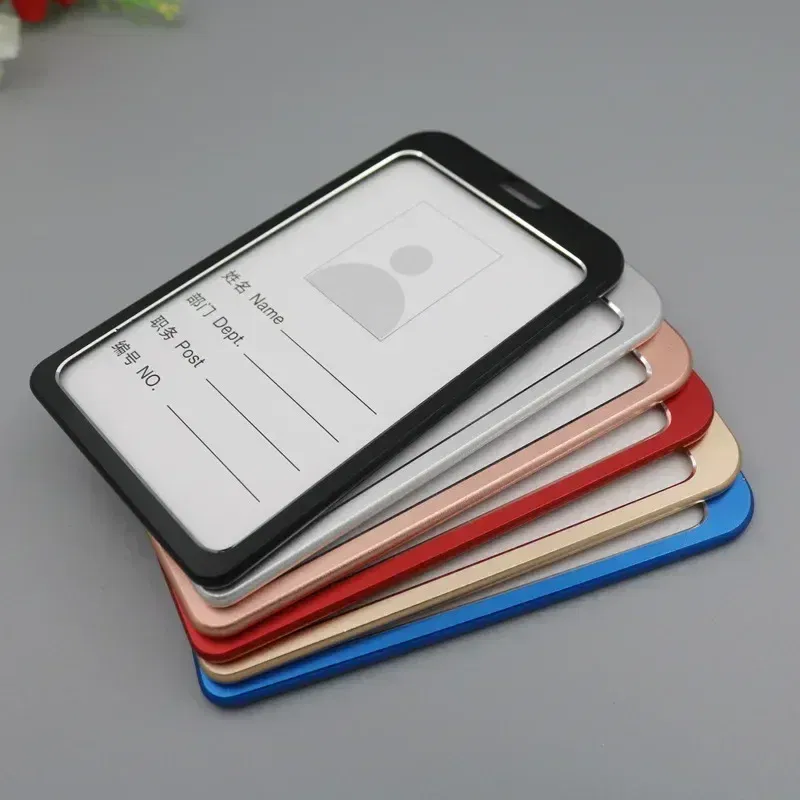 Color: Yellow / Gold - Aluminum Alloy Card Cover Case Women Men Work Name Bank ID Card Holders Business Badge Case Credit Card Badge Case Bag Pouch