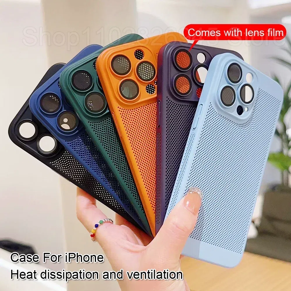 Color: Lavender, Compatible-Phone Models: For iPhone 13 Mini, Ships From: CHINA - Breathable Heat Dissipation Cooling Case For iPhone 16 Pro Max 15 14 13 12 11 PC Hard Back Cover