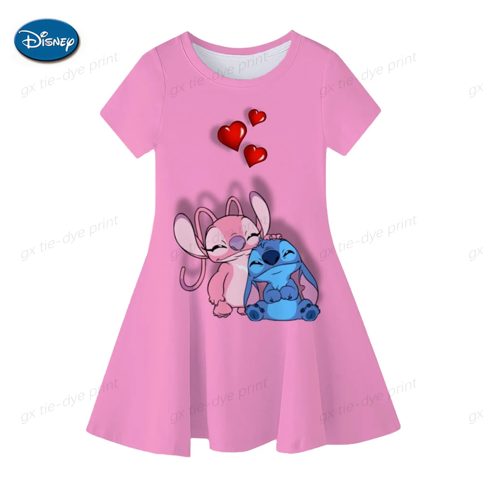 Color: Gold, Ships From: CHINA, Kid Size: 4T - Fashion Baby Girls Stitch Dress Summer Dress Cartoon Stitch Dress Princess Stitch Dress Children's Girl Clothing 0-14 Years