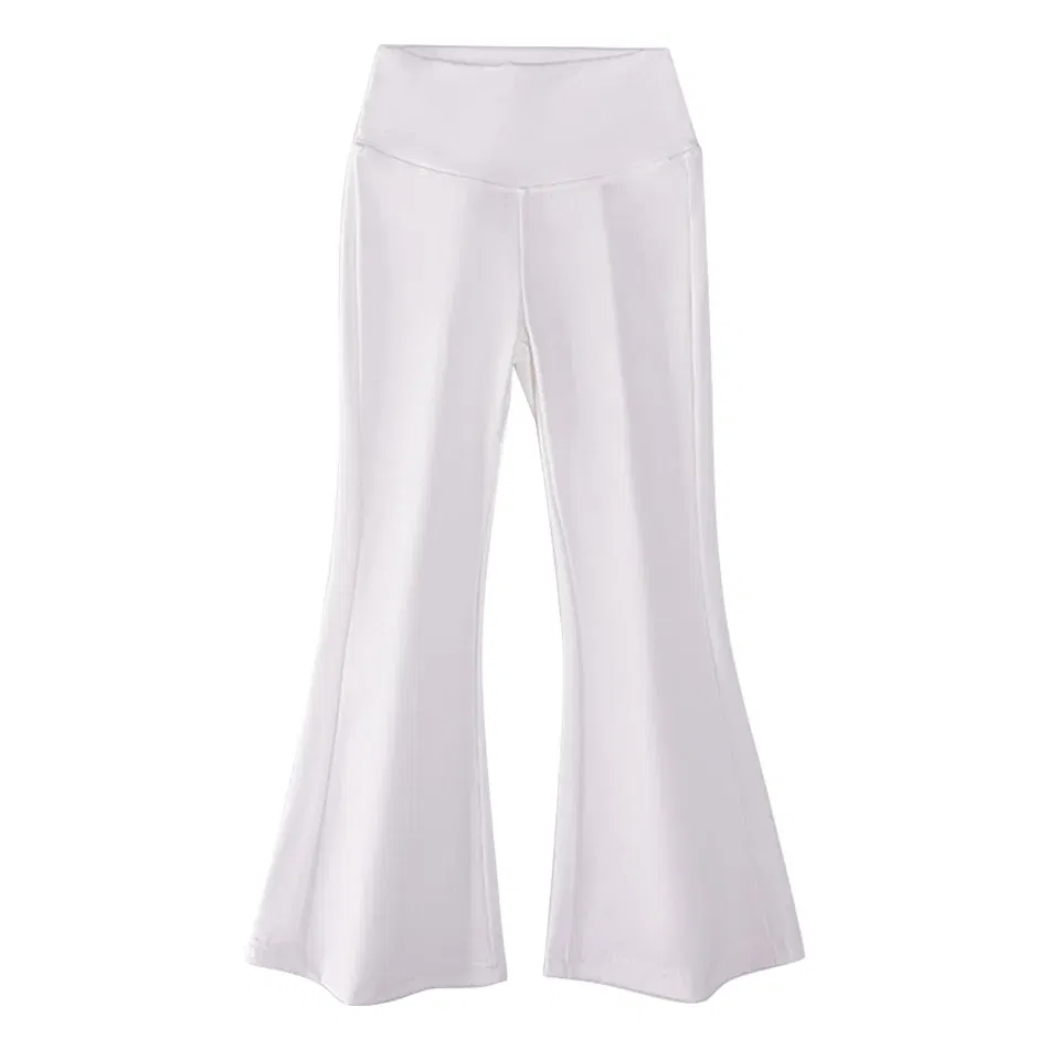 Color: Beige, Size: 116 - Stylish Children High Waisted Slimming Comfortable Bootcut Leggings Suitable Girls Spring and Autumn Wardrobe with Flared Edge