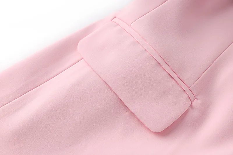 Color: PURPLE, Size: M, Ships From: CN - New Arrival Elegant Style Lady Office Work Suit Double-breasted Long Sleeve Fitted Blazer A-line Pencil Mini Skirt Women 2Pcs