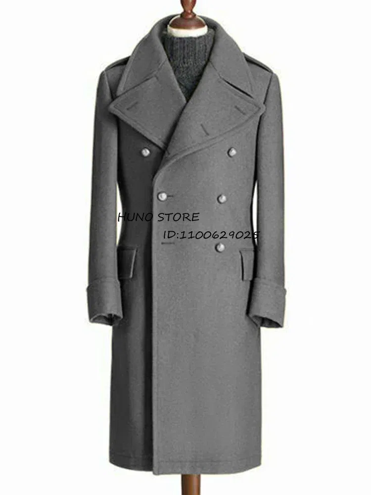 Color: MULTI, Size: S - Windbreak Men's Jacket Wool Long Coat Lapel Double Breasted Men's Trench Coats Windbreakers Jackets Man Winter 2023 Martens Male
