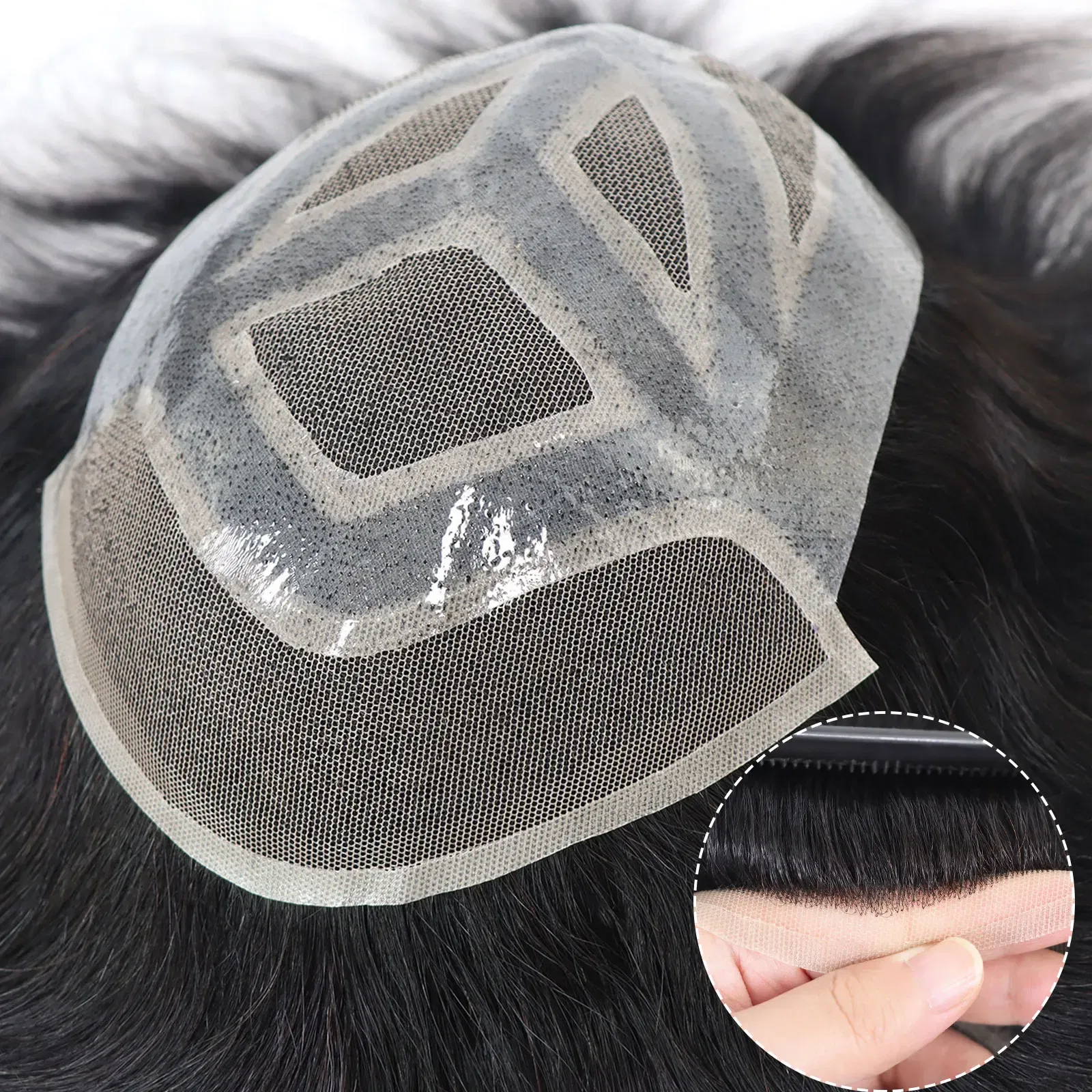 Toupee Color: 30R#, Length: 6 inches, Toupee Size: 7x9 - 6*8/ 6*9/ 7*10/8*10 Lace With PU Toupee Men Breathable French Lace Front Men's Wig Human Hair Toupee Men's Replacement Systems