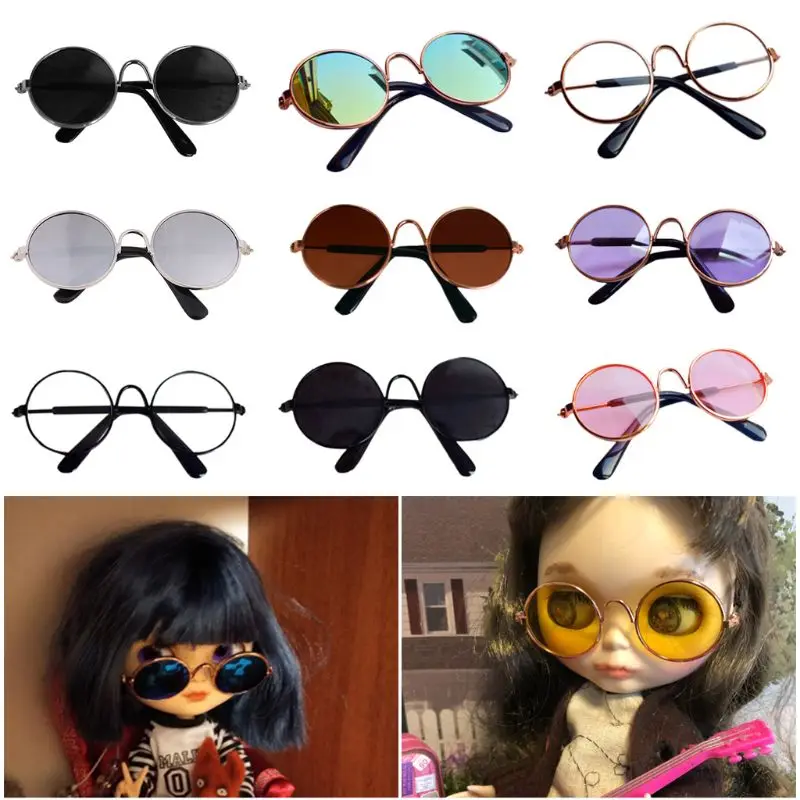 Color: Navy Blue - Doll Cool Glasses Pet Sunglasses For BJD Blyth American Grils Toy Photo Props Dropship