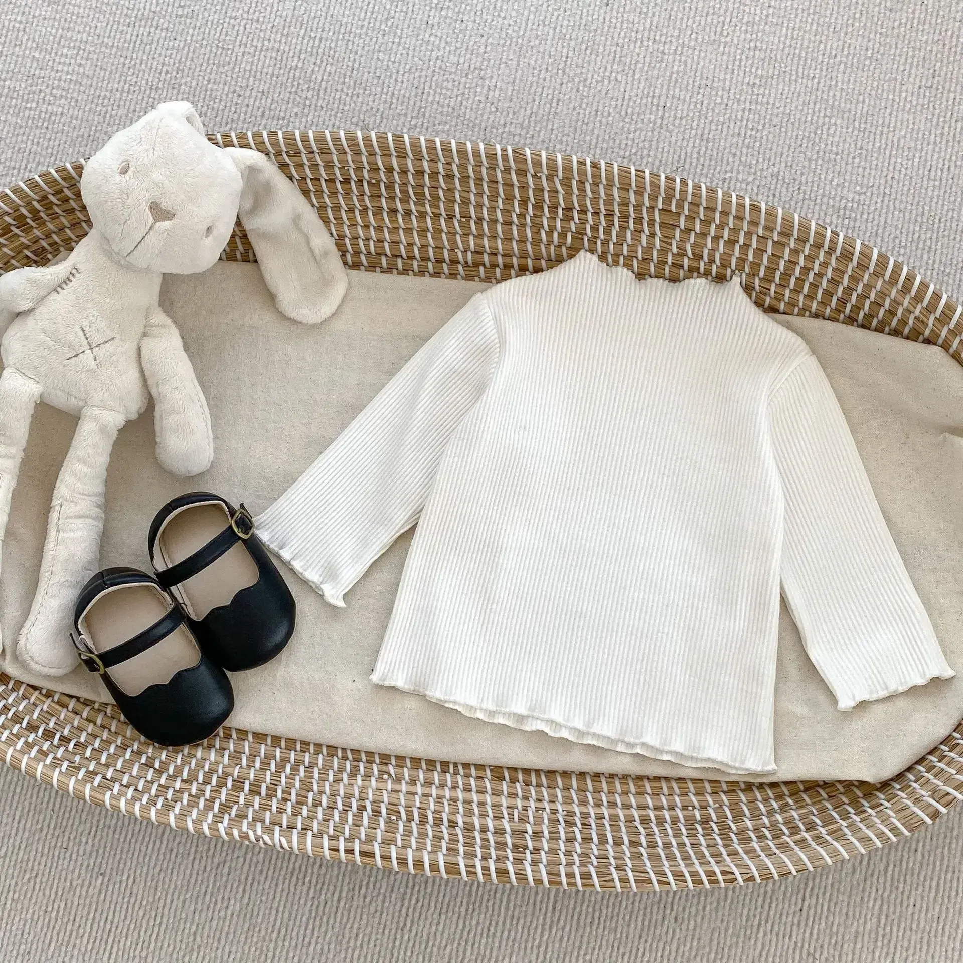 Color: Gold, Kid Size: 9M - New Baby Long Sleeve T Shirt Girls Cotton Casual Tees Infant Ruffled Versatile Shirts Kids Floral Striped Bottoming Tops