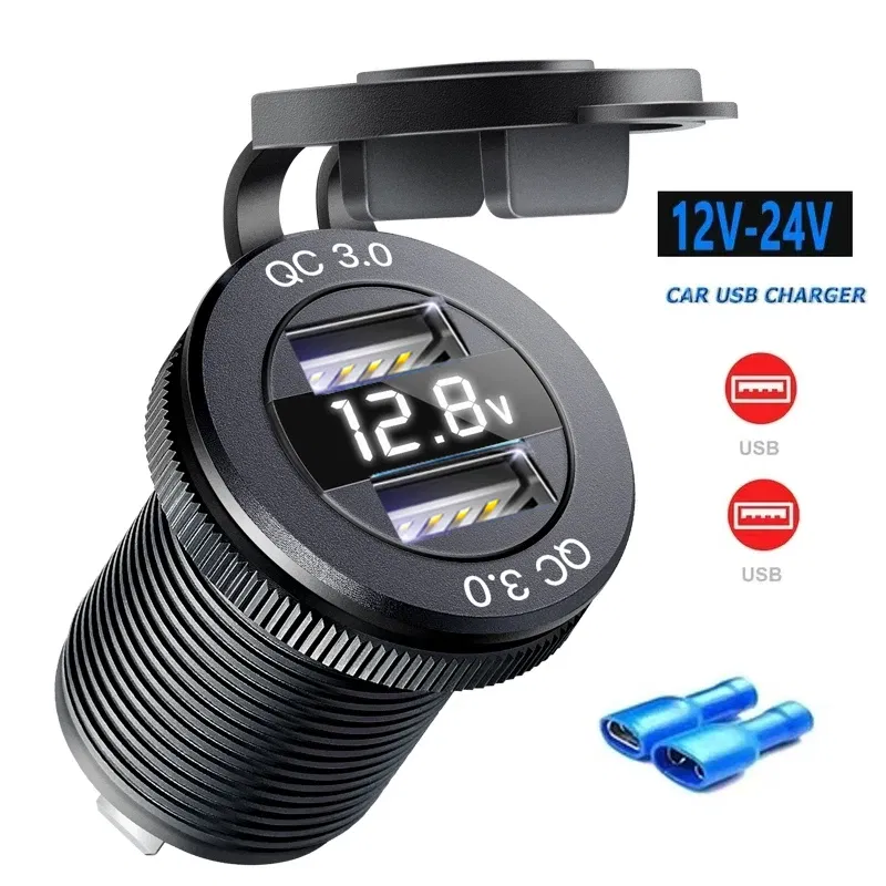 Color Name: WHITE, Ships From: CHINA - 12V Car Fast Charger Power Socket QC3.0 and PD USB Port Car Charger Adapter fast charging for Car Boat Marine RV Motorcycle