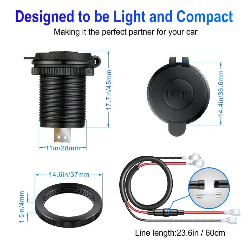 Color Name: WHITE, Ships From: CHINA - 12V Car Fast Charger Power Socket QC3.0 and PD USB Port Car Charger Adapter fast charging for Car Boat Marine RV Motorcycle