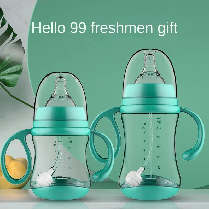 Color: Black - Baby PP Bottle Wide Diameter Baby Plastic Bottle With Anti Slip Handle Wide Mouth Bottle Baby Feeding Supplies Anti Fall Bottle