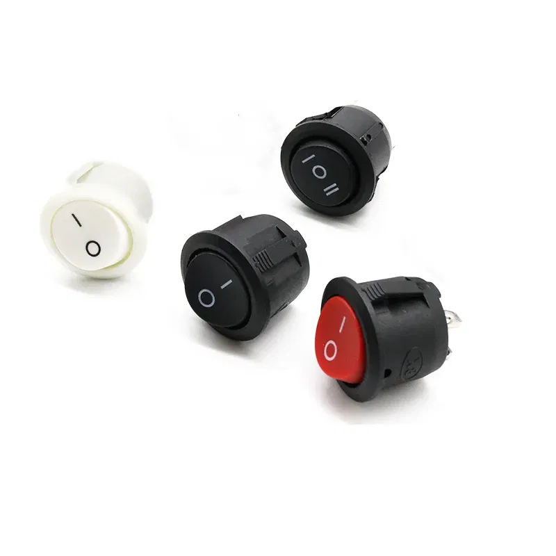 Color: Beige - 5Pcs KCD1-105 Diameter 16.5mm Small Round Boat Rocker Switch Mini Round Black White Red 2Pin/3Pin ON-OFF ON-OFF-ON Rocker Switch