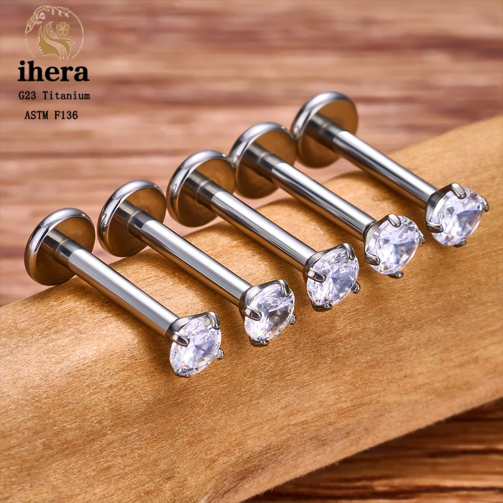 Metal color: Imitation Rhodium Plated, Ships From: CHINA, Main Stone Color: green - 10PCS G23 Titanium Labret Piercing Lip Ring 16G F136 Internal Thread Nose Stud Earring Tragus Helix Cartilage Piercing Jewelry