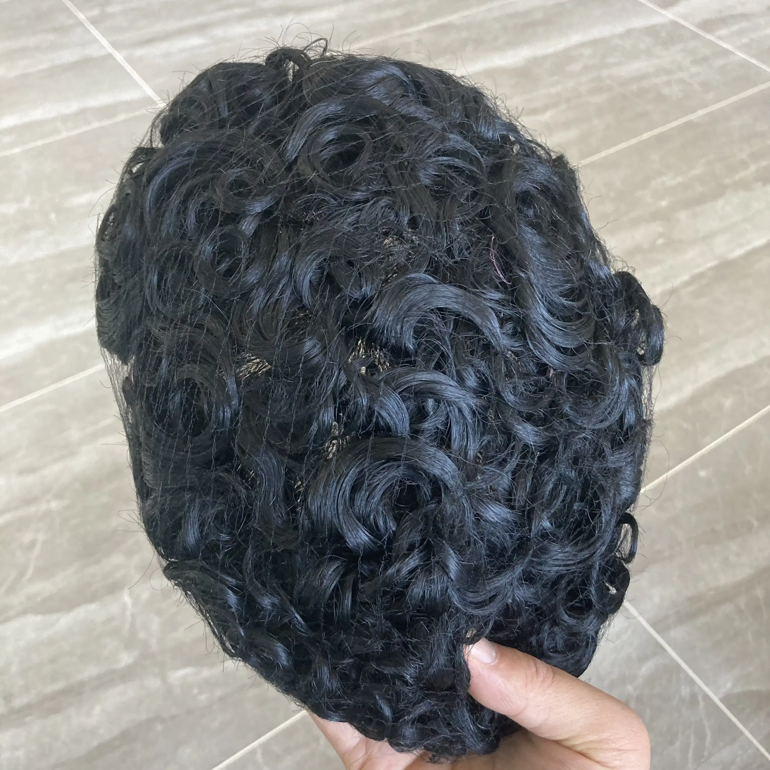 Toupee Color: 1750#, Toupee Density: 110%, Length: 6 inches, Toupee Size: 6x9, Toupee Design: free - 20MM Curly Brown Black Super Durable Mono Lace&Pu Mens Toupee Wig Human Hair 15mm Capillary Prosthesi Weave Replacement For Male