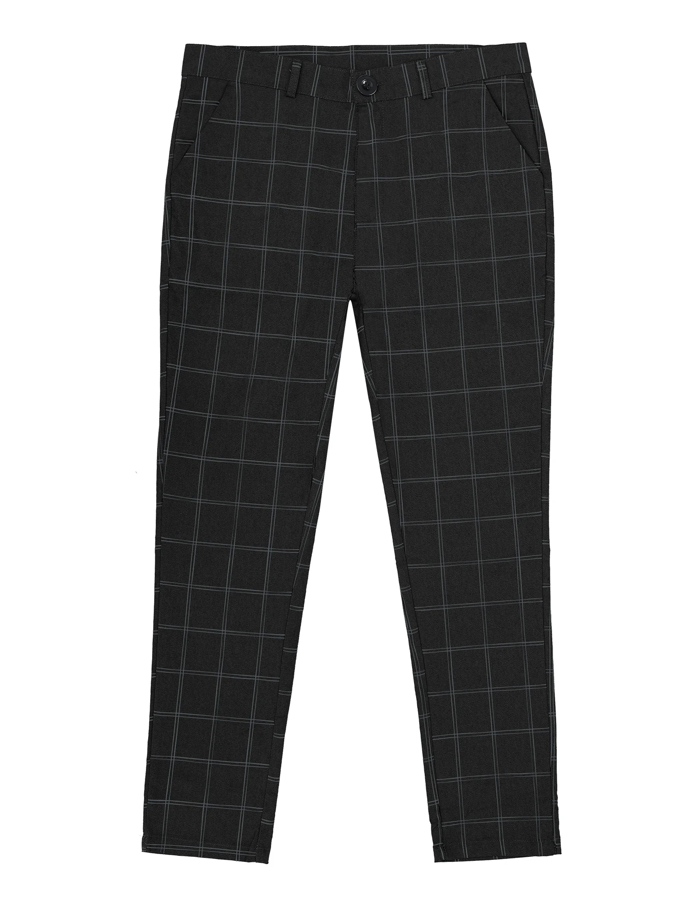 Color: WHITE, Size: XL - Checkered Fashion Europe and the United States Style Men's Pants Business Casual Travel Slim Pants Comfortable and Versatile