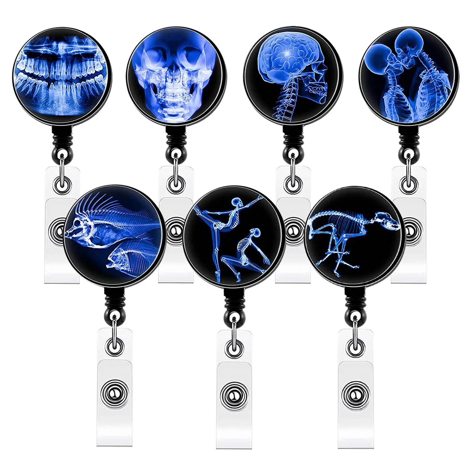 Color: Orange - X-Ray Badge Reel Retractable Radiology Badge Reel Holder Ct Rays Nurse Doctor Student Card Reel Clip Office Supply Recoil Badge