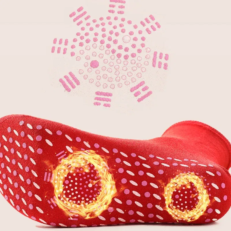 Color: green - 1/5pairs Tourmaline Self-Heating Socks Winter Warm Thermal Health Care Socks Slimming Health Short Sock Magnetic Therapy Sock